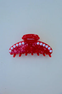 red tortoise pearl claw clip