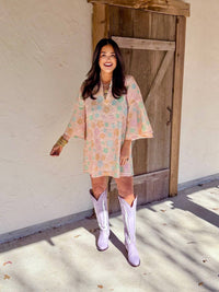 wren pastel sequin mini caftan dress