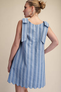 finding my way scallop stripe mini dress