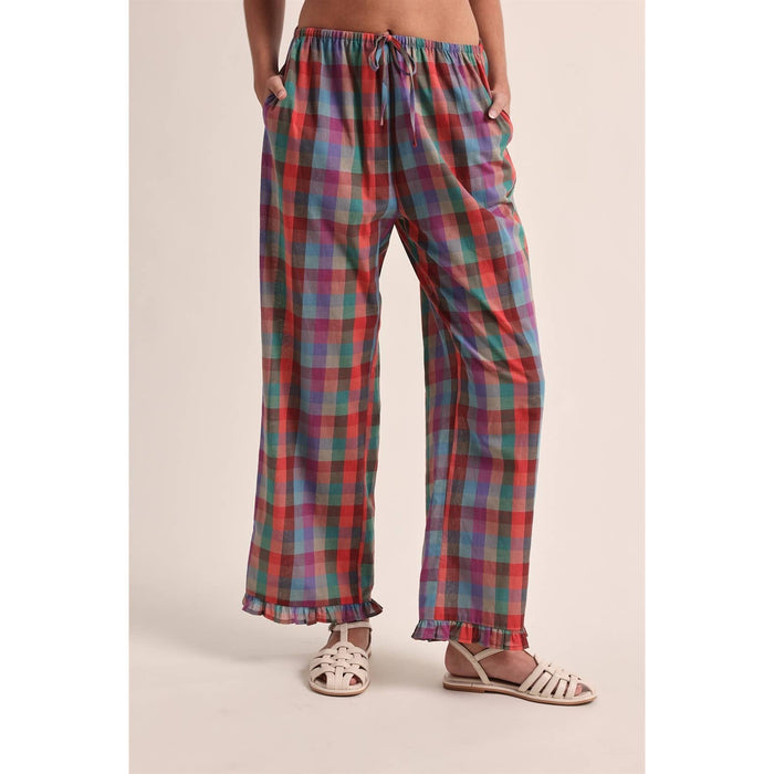 penelope plaid ruffle hem pants