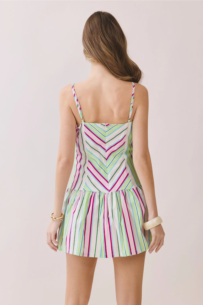 main character striped mini dress