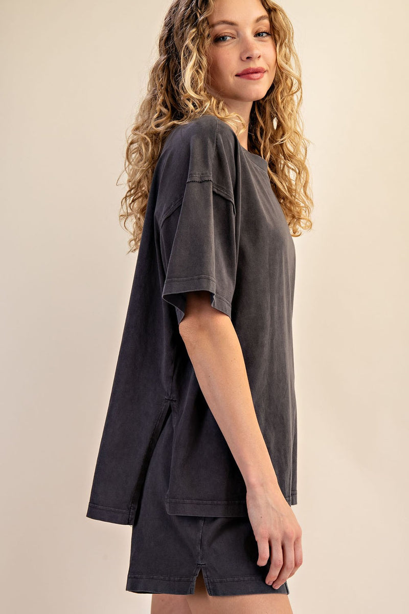 do it over again cotton split-hem tee