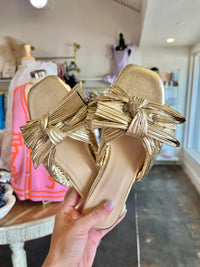 bow & bold metallic flats