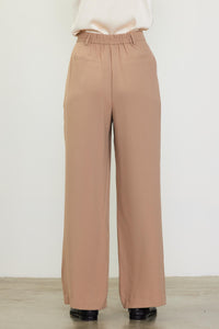 tan pintuck wide-leg trouser | FINAL SALE