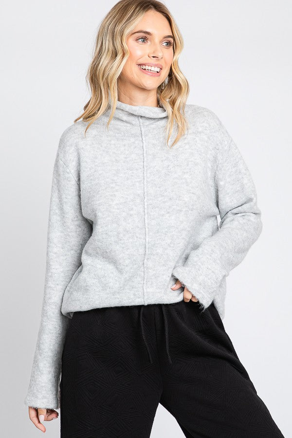 lost in thought mock neck sweater
