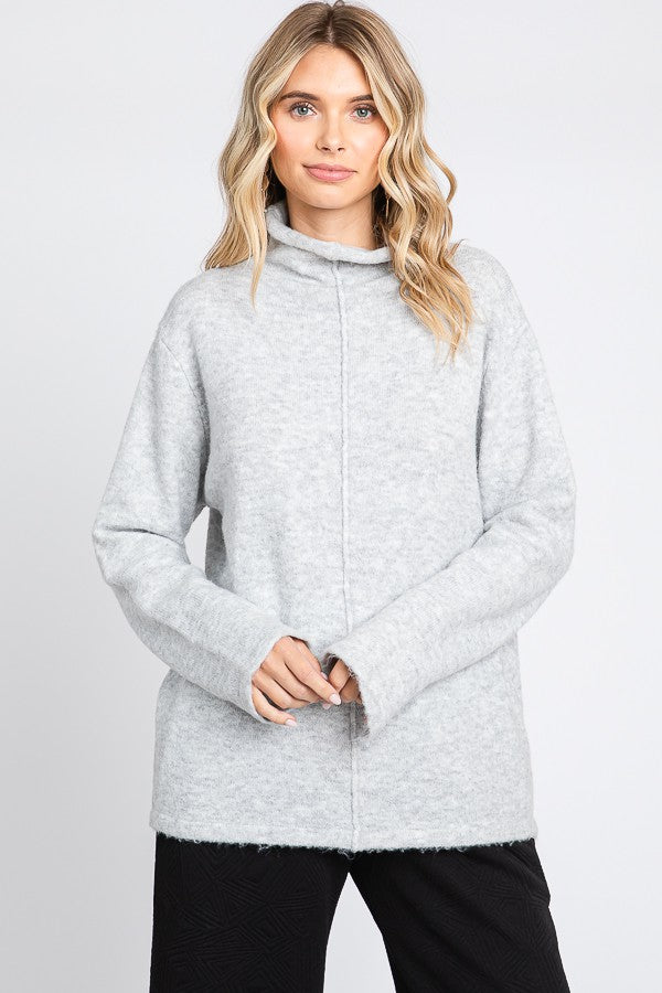 lost in thought mock neck sweater