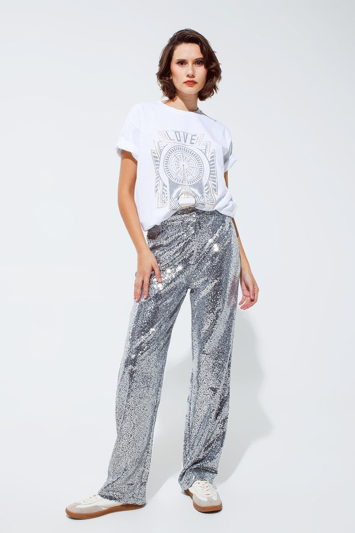 silver sequin trousers