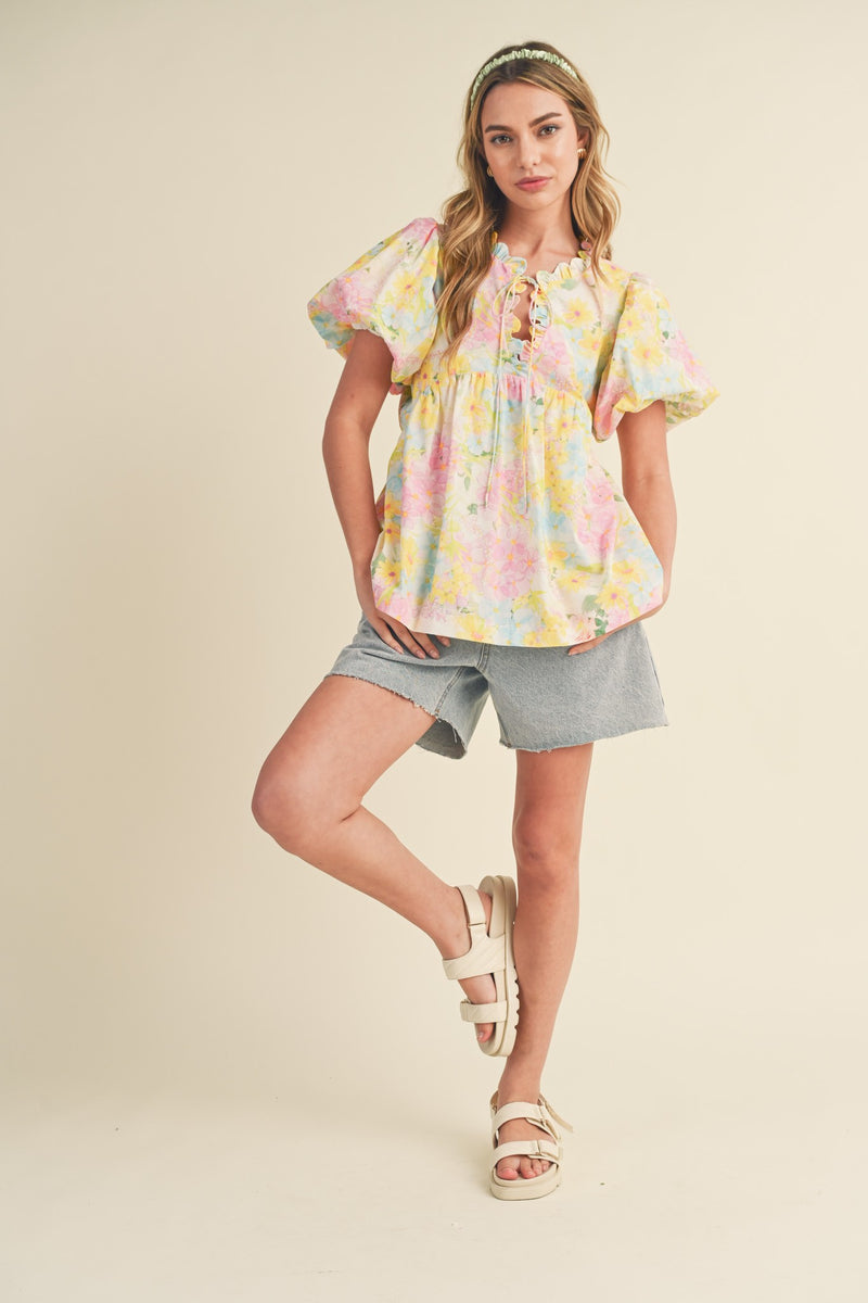 lottie floral babydoll top || FINAL SALE