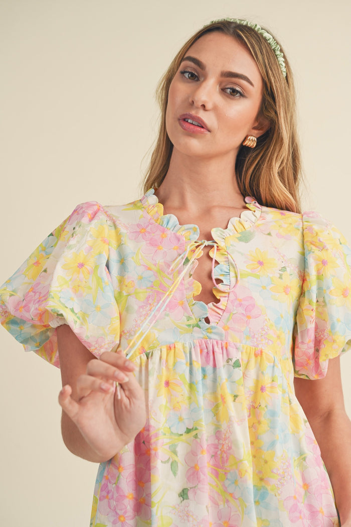 lottie floral babydoll top || FINAL SALE