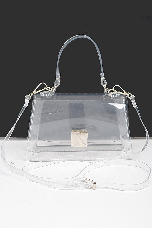 carry on clear handled clutch