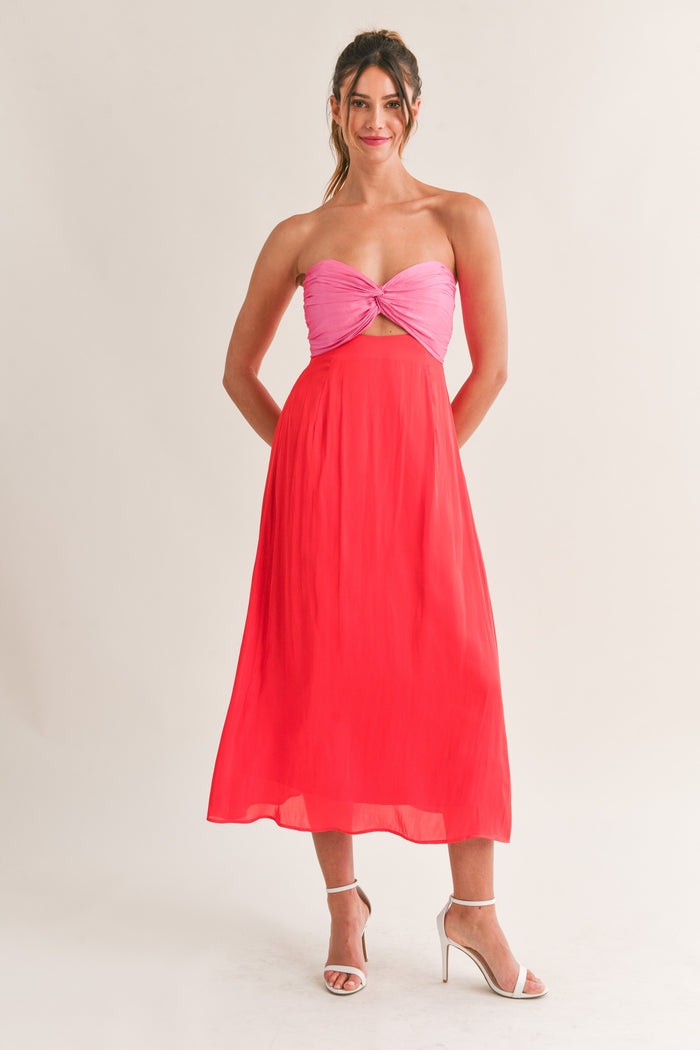 strawberry delight midi dress