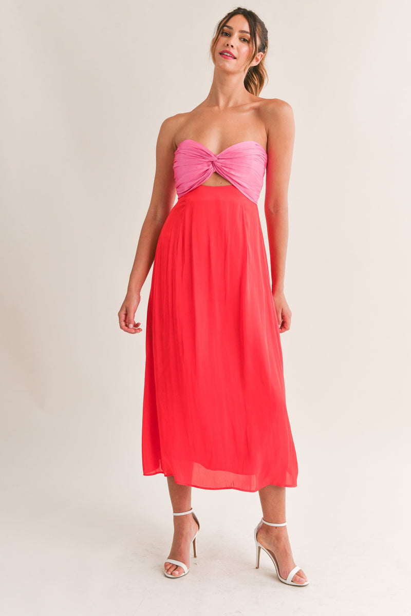 strawberry delight midi dress