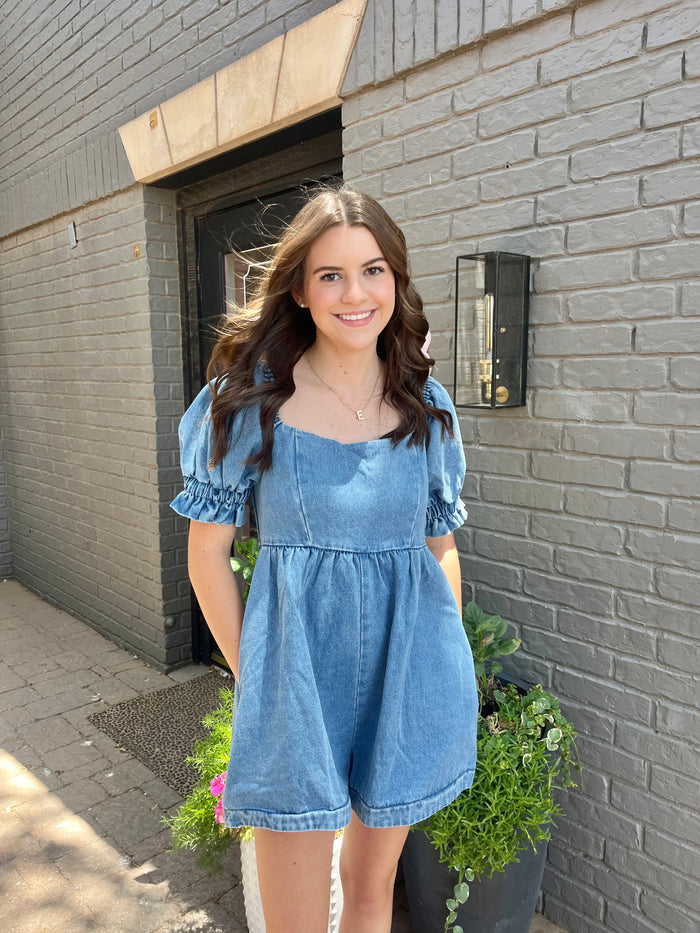 forget about it denim romper