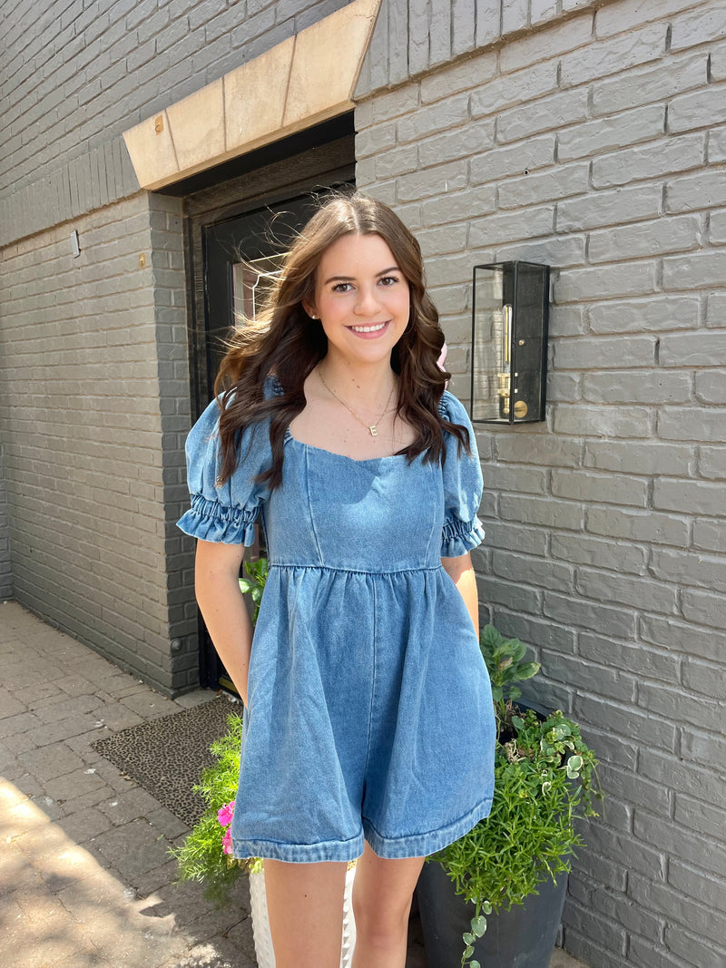forget about it denim romper