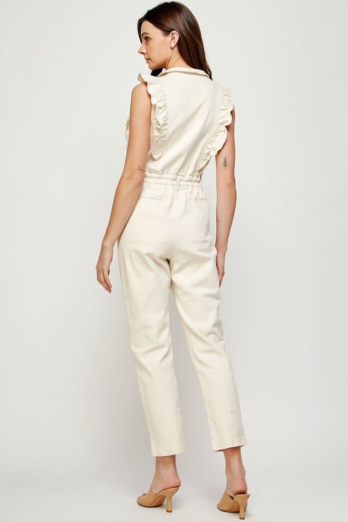 amy ruffled zip up jumpsuit