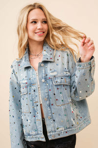 it girl embellished denim jacket