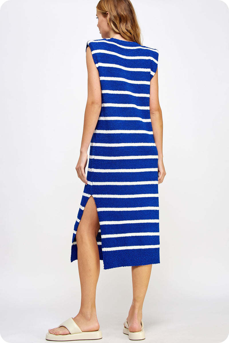 happiest here striped midi - blue/white