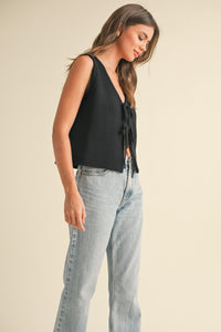 with love tied vest top | black