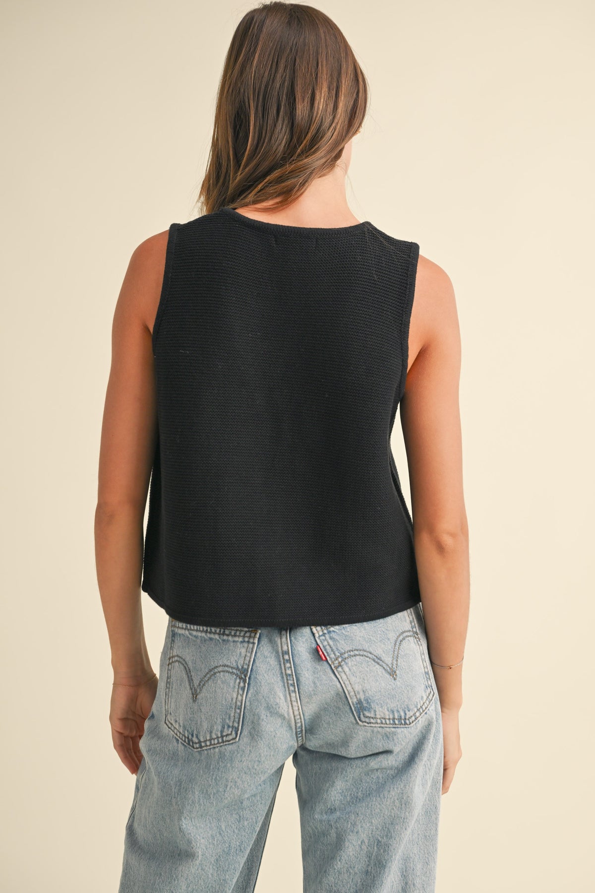 with love tied vest top | black