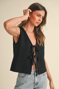 with love tied vest top | black