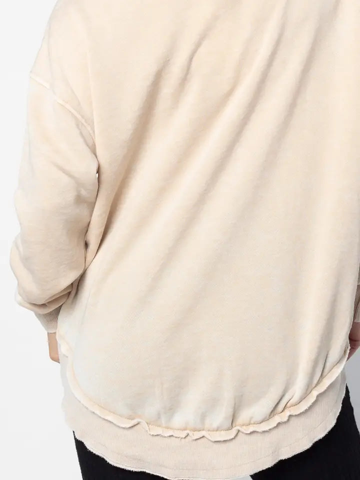 chicka-d burnout hi-low sweatshirt | oatmeal