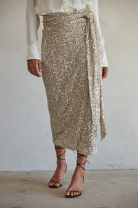 turnin' heads sequin wrap skirt