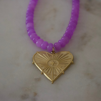 stell heart gemstone necklace