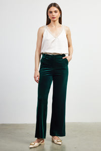 a vision in velvet straight-fit pants