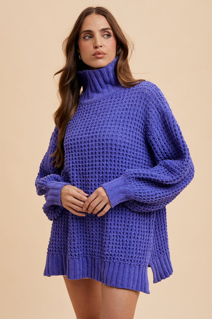 more than enough chenille turtleneck | periwinkle