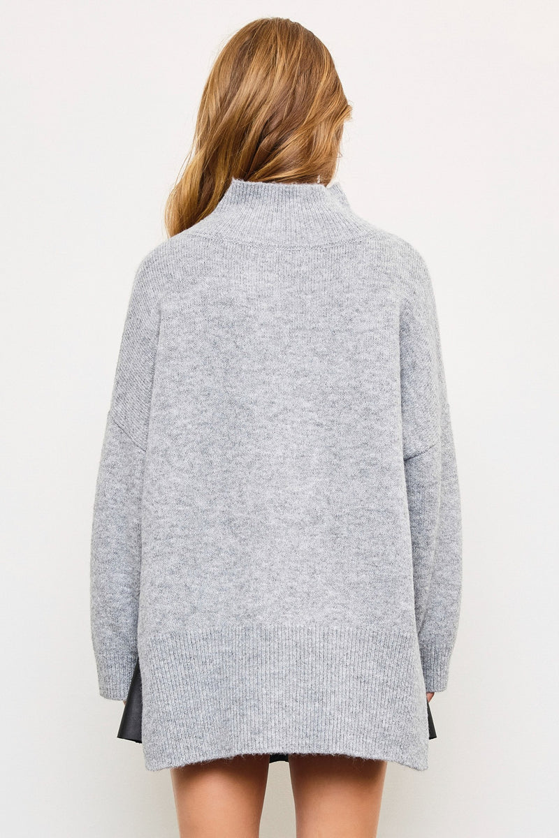 autumn afternoon mock neck sweater | grey