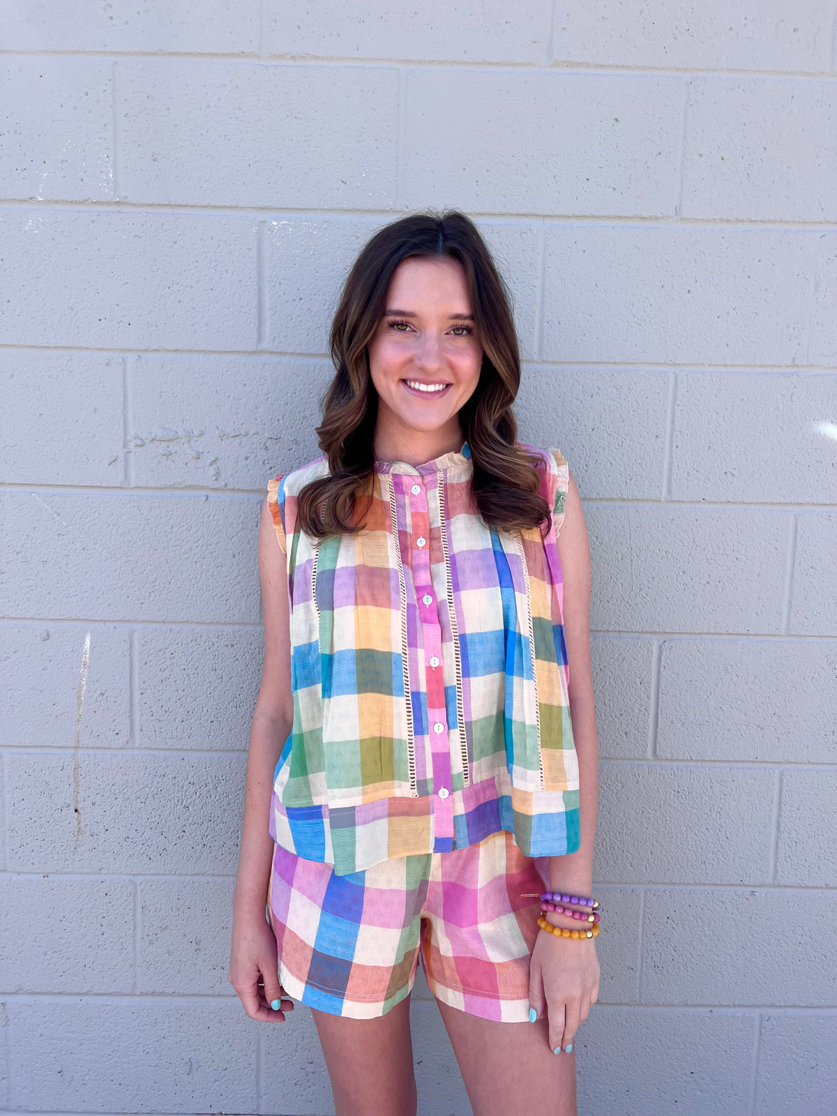 rainbow plaid augustine top