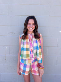 rainbow plaid augustine top