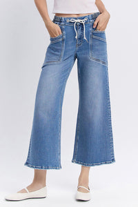 rest assured drawstring wide-leg denim