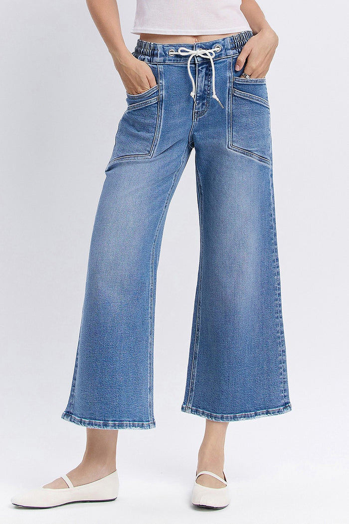 rest assured drawstring wide-leg denim