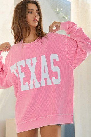 ribbed texas pullover | pink