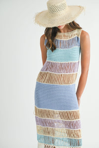 take me to the beach fringed crochet dress