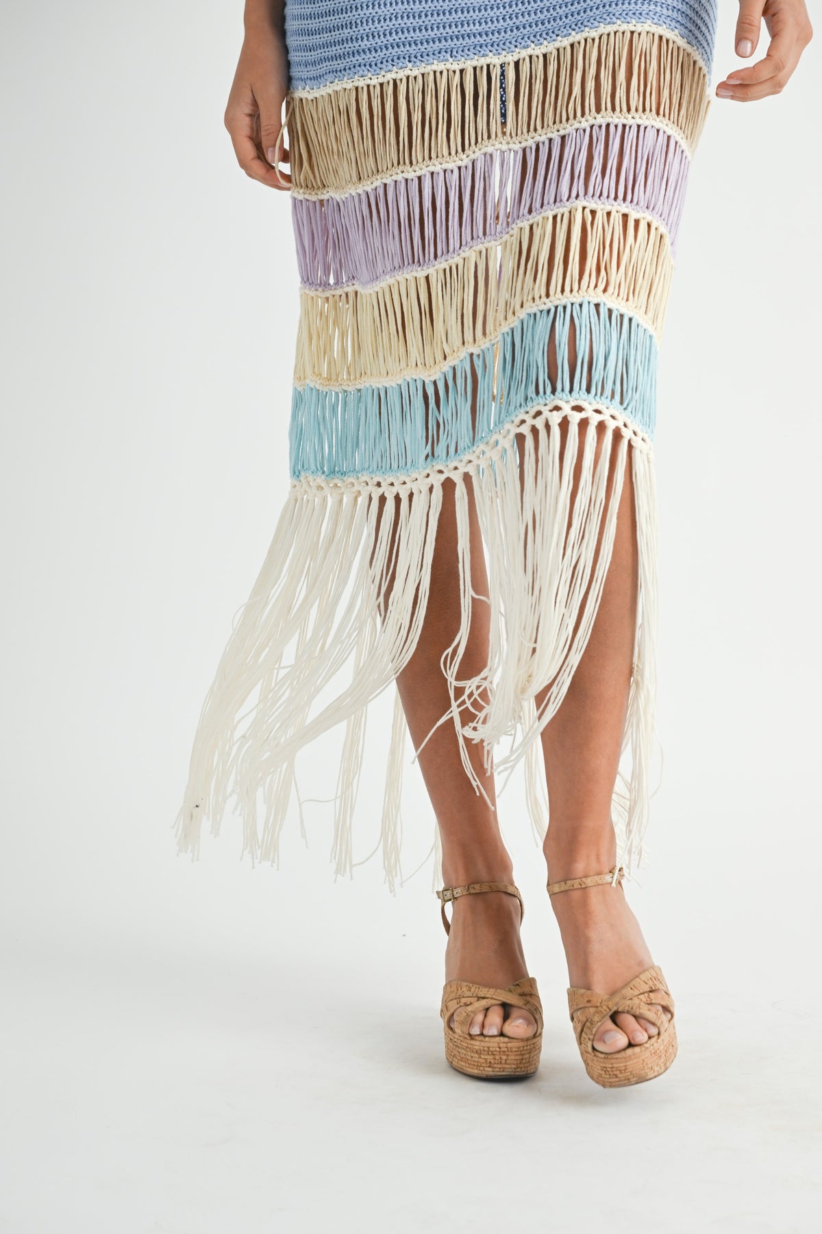 take me to the beach fringed crochet dress