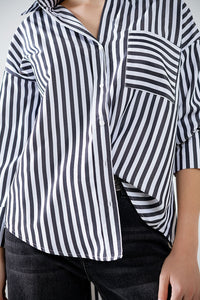 read between the lines striped collared shirt