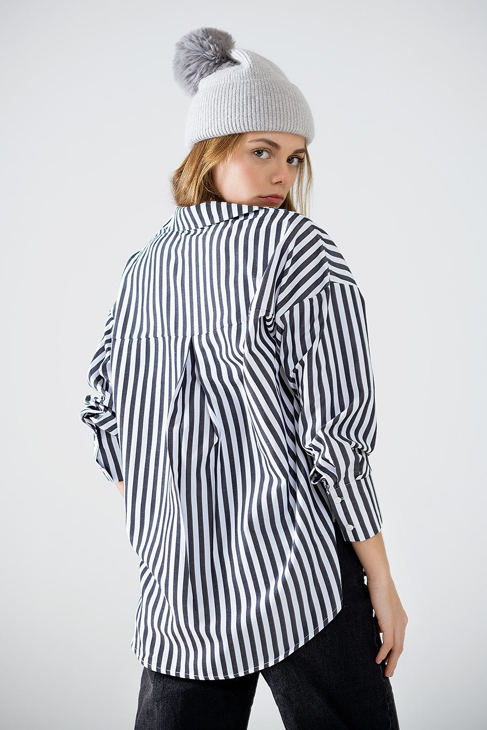 read between the lines striped collared shirt