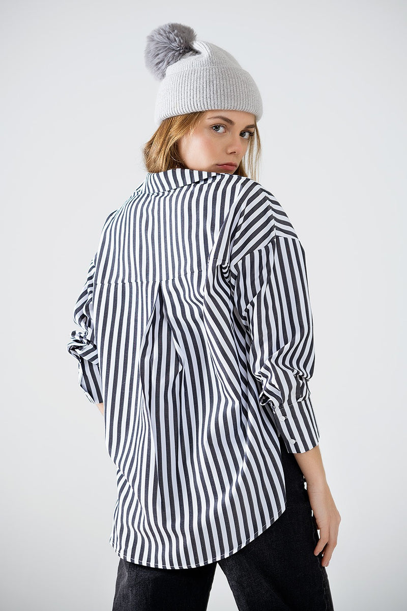 read between the lines striped collared shirt