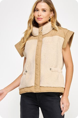 shearling quilted padded vest