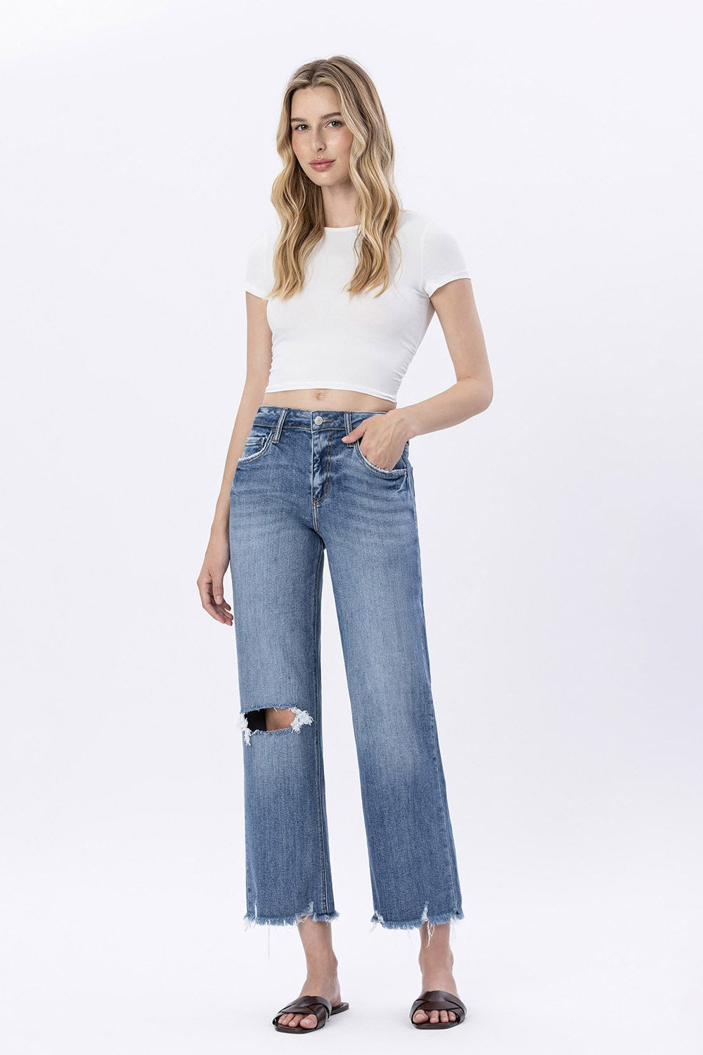 top notch slim wide-leg denim