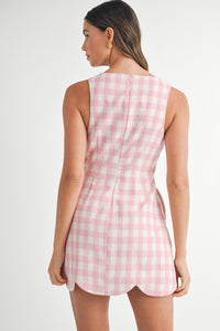 easy choice plaid scallop hem mini dress