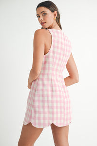 easy choice plaid scallop hem mini dress