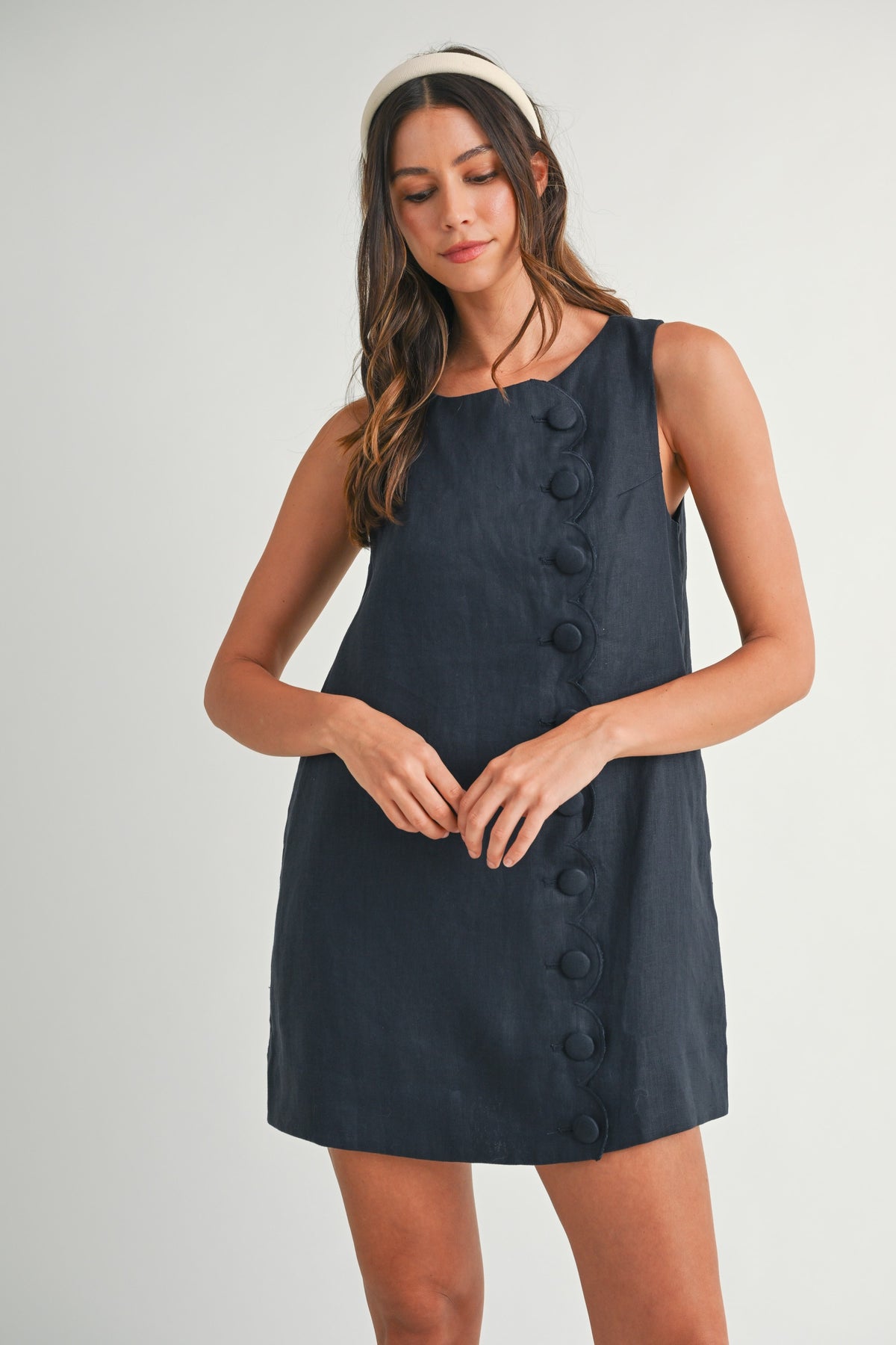 stella scallop detail mini dress