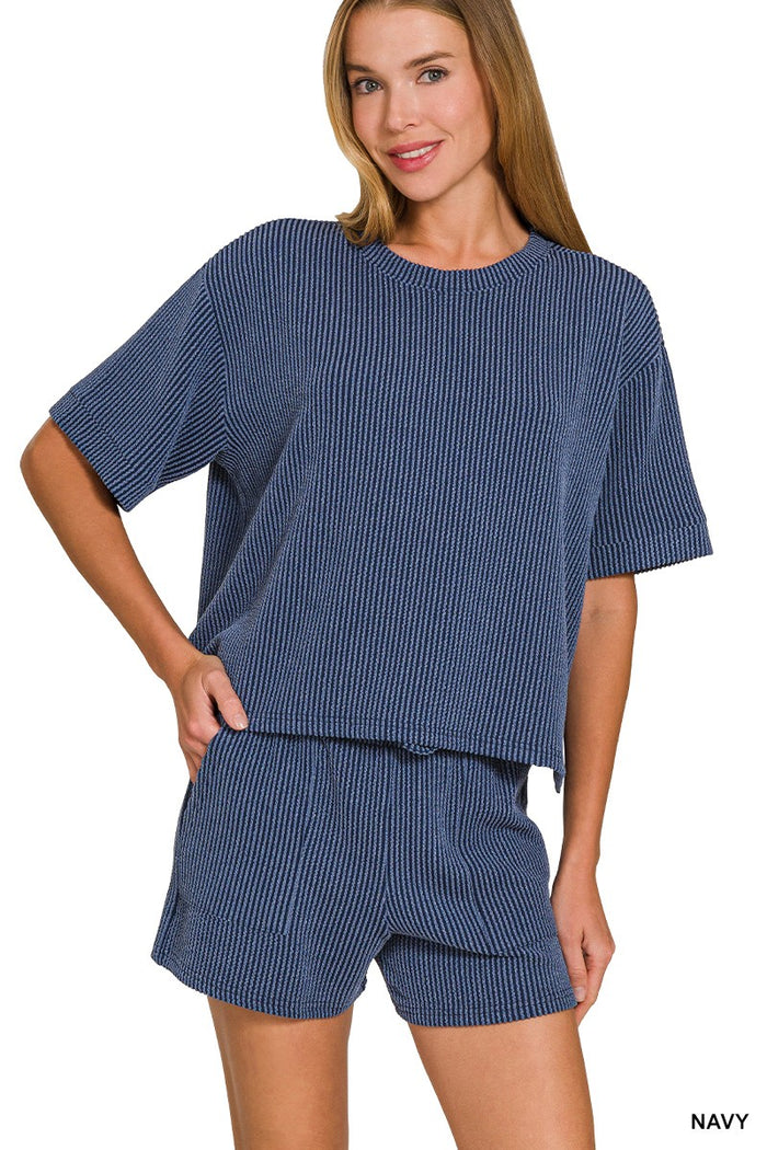 in a minute cropped ribbed set