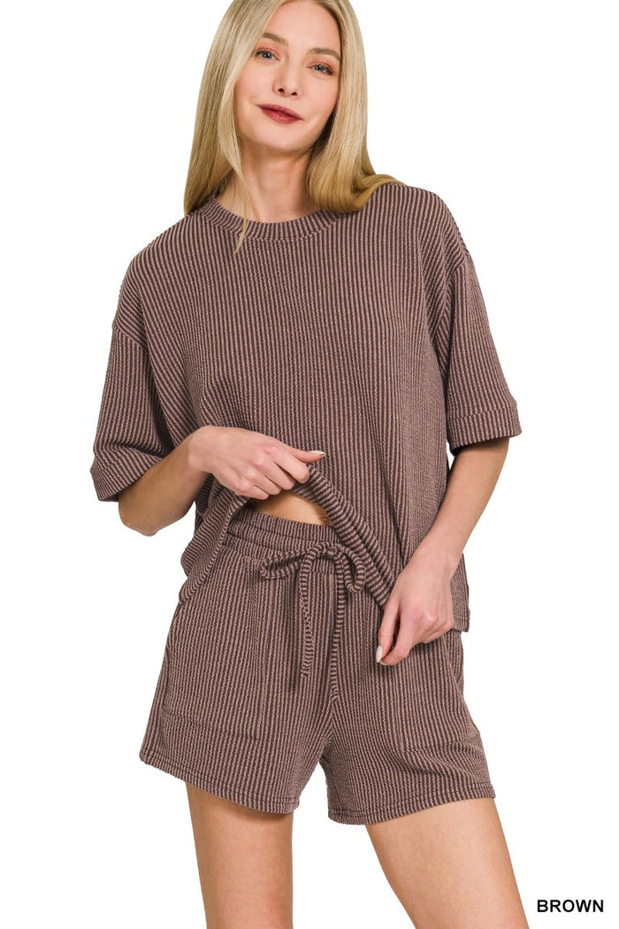 in a minute cropped ribbed set