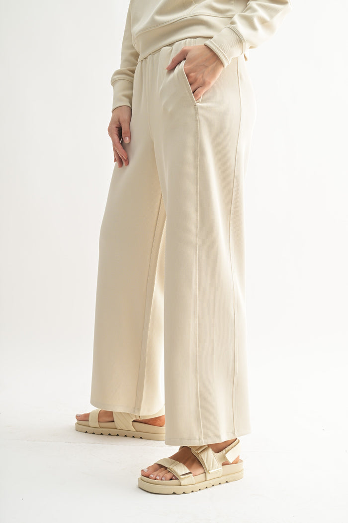 say it ain't so luxe ribbed wide-leg pants