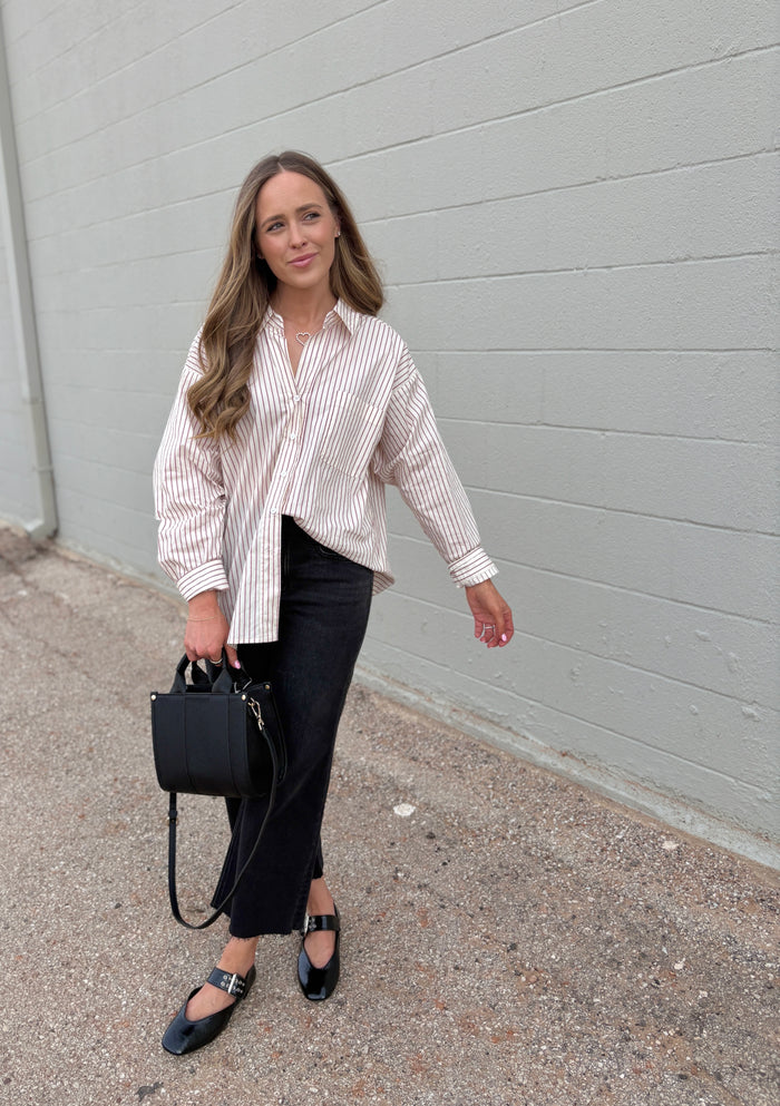 rory oversized striped button-down top