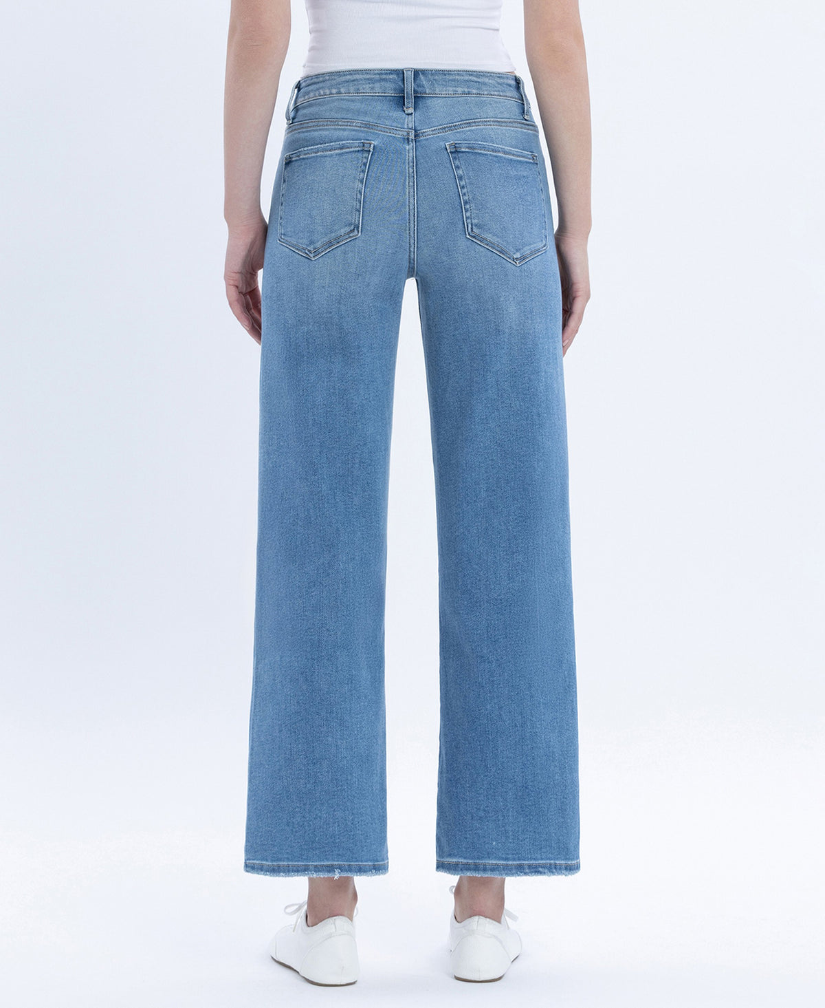 tummy control high rise crop wide-leg denim